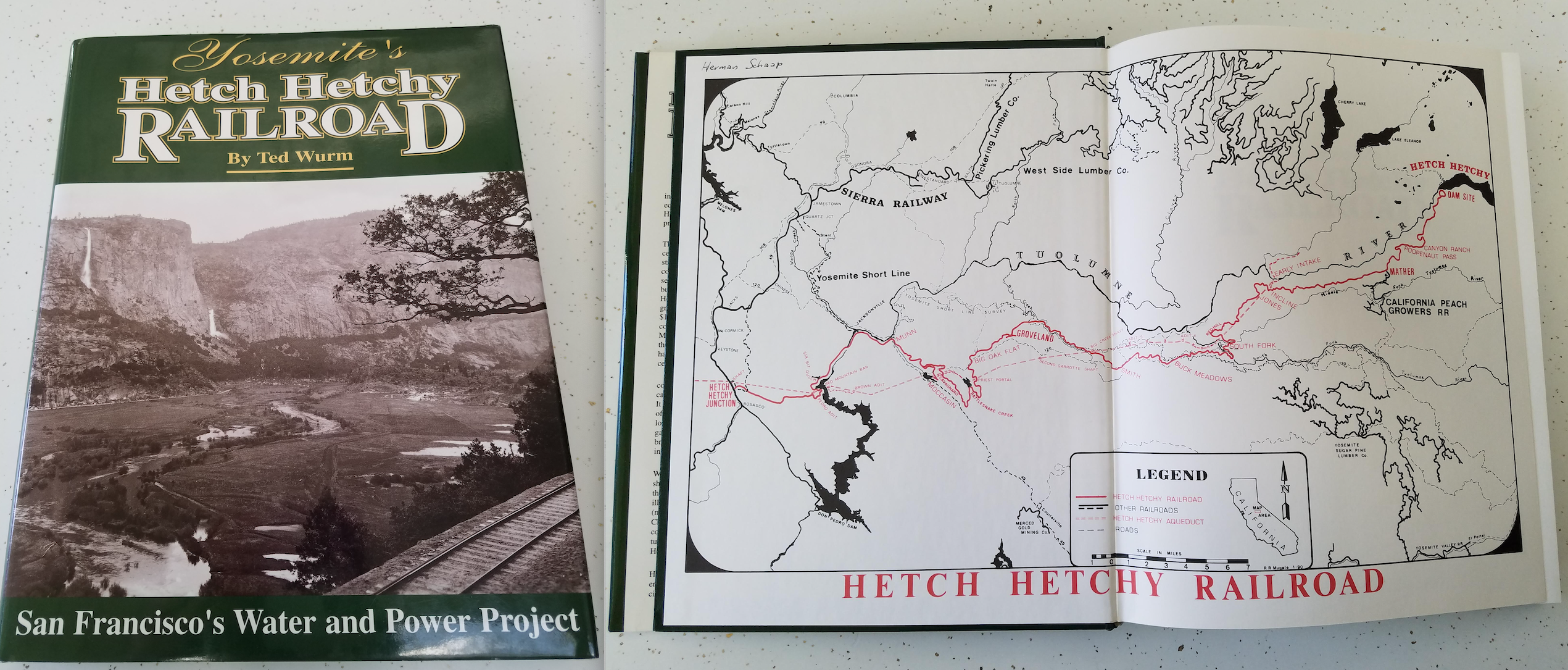 Photo of Ted Wurm's book about the Hetch Hetchy Railroad